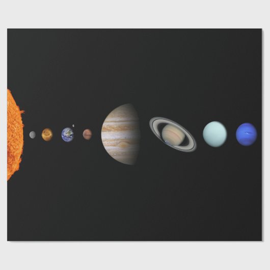 Papier Cadeau PLANÈTES du papier d'emballage mat de SYSTÈME (Plat)