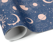Papier Cadeau Planètes et étoiles Motif (Coin rond)