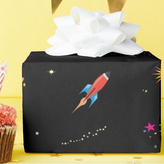 Papier Cadeau Planètes Space Ship Stars