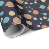 Papier Cadeau Planètes système solaire pour enfants Saturn Jupit (Coin rond)