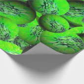 Papier Cadeau Planètes vertes au néon - motif en optique 3D (Coin)