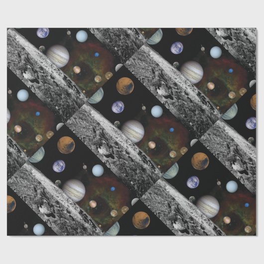 Papier Cadeau Planets du système solaire (Plat)