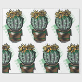 Papier Cadeau Plante Cactus Dans Un Pot (Plat)