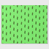 Papier Cadeau Plante Cactus sur vert clair (Plat)