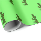 Papier Cadeau Plante Cactus sur vert clair (Coin rond)