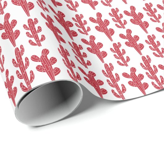 Papier Cadeau Plante de cactus rouge (Coin rond)