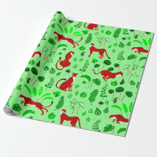 Papier Cadeau plante de christmas leopard cheetah monstera