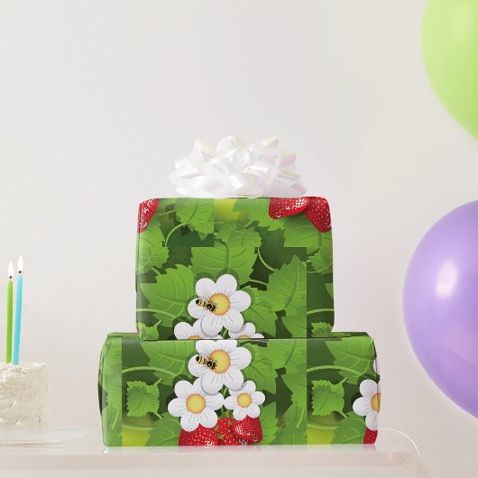 Papier Cadeau Plante de fraises
