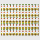 Papier Cadeau Plante de tournesol Kawaii dans un pot (Plat)