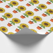Papier Cadeau Plante de tournesol Kawaii dans un pot (Coin)