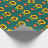 Papier Cadeau Plante de tournesol Kawaii dans un pot (Coin)
