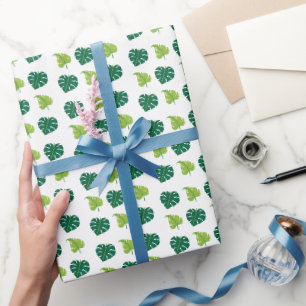 Papier Cadeau Plante moderne minimaliste vert Feuille Motif