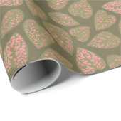 Papier Cadeau Plante Sage Green et rose Polka Dot Feuilles (Coin rond)