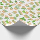 Papier Cadeau Plantes de la Maison Cactus sur papier blanc (Coin)