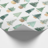Papier Cadeau Plantes de Noël chic moderne Arbres (Coin)