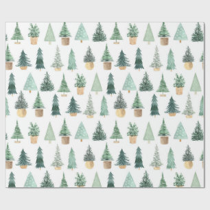 Papier Cadeau Plantes de Noël chic moderne Arbres