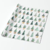 Papier Cadeau Plantes de Noël chic moderne Arbres (Déroulé)