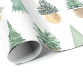 Papier Cadeau Plantes de Noël chic moderne Arbres (Coin rond)