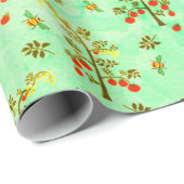 Papier Cadeau Plantes de tomates et abeilles (Coin rond)