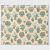 Papier Cadeau Plantes en Pot Fleurs Style d'Illustration Botaniq (Plat)