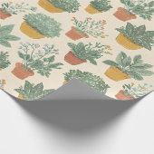 Papier Cadeau Plantes en Pot Fleurs Style d'Illustration Botaniq (Coin)