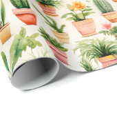 Papier Cadeau Plantes pointillés (Coin rond)