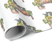 Papier Cadeau Plantes Potés Sur Le Banc (Coin rond)