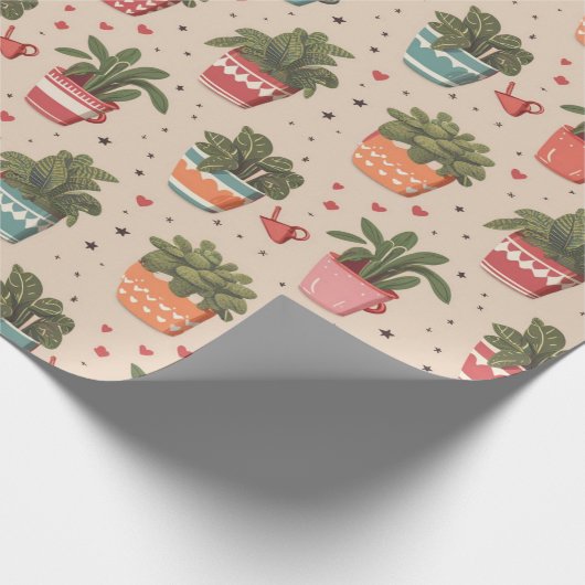 Papier Cadeau Plantes sont amis whimsical Poted plante Motif (Coin)
