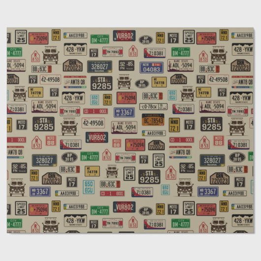 Papier Cadeau Plaque d'immatriculation (Plat)