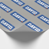 Papier Cadeau Plaque minéralogique bleue et blanche (Coin)