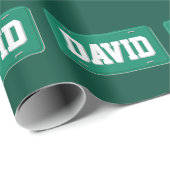 Papier Cadeau Plaque minéralogique verte et blanche (Coin rond)