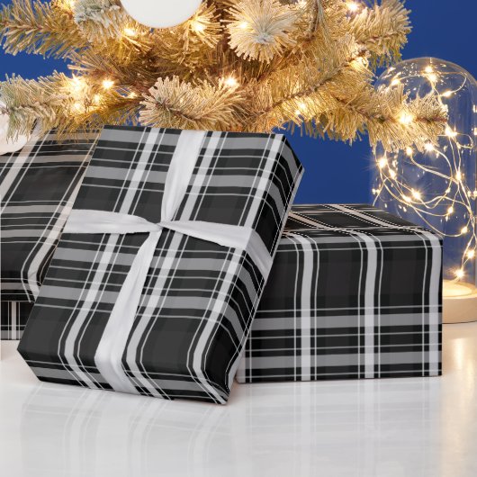 Papier Cadeau Plaqué noir et gris (Vacances)