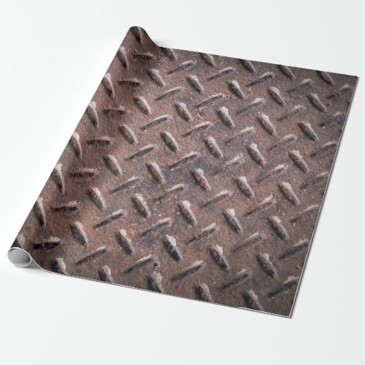 Papier Cadeau Plaques de surface vieilles en acier non glissant. (Déroulé)