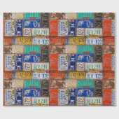 Papier Cadeau plaques d'immatriculation anciennes rouillées rétr (Plat)