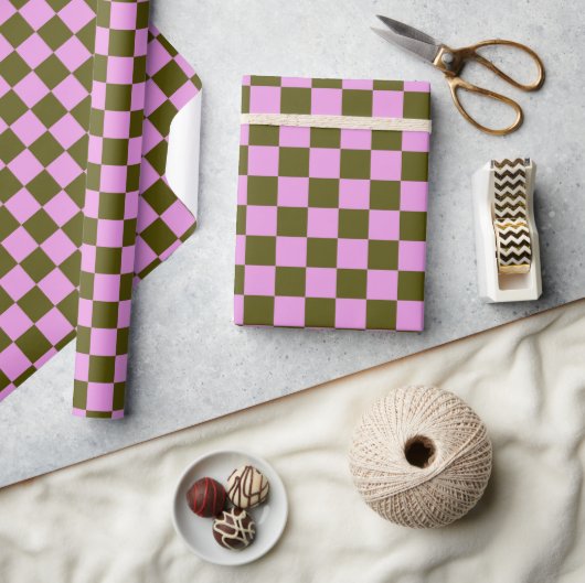 Papier Cadeau Plat amusant Tableau de bord moderne Olive Lilac G (Artisanat)
