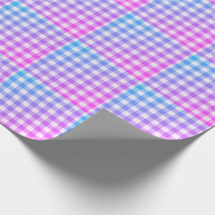 Papier Cadeau Plat En vichy rose Bleu Moderne Simple Check