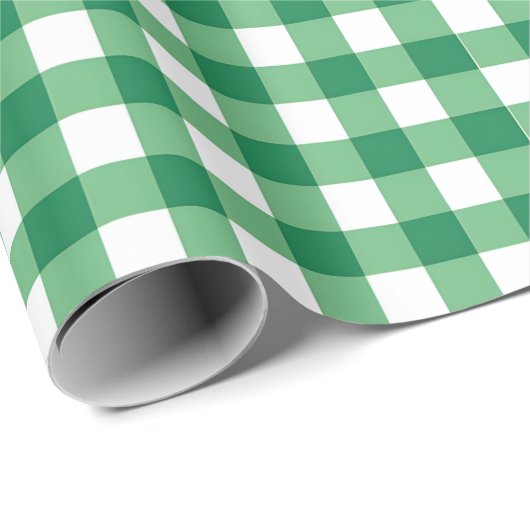 Papier Cadeau Plat En vichy Vert Et Blanc (Coin rond)