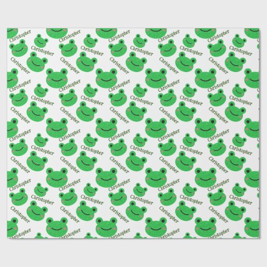 Papier Cadeau Plat Green Frog Motif Amusant (Plat)