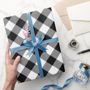Papier Cadeau Plat noir blanc Buffalo Checks Motif