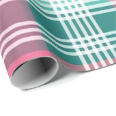 Papier Cadeau Plat Rose Et Vert (Coin rond)