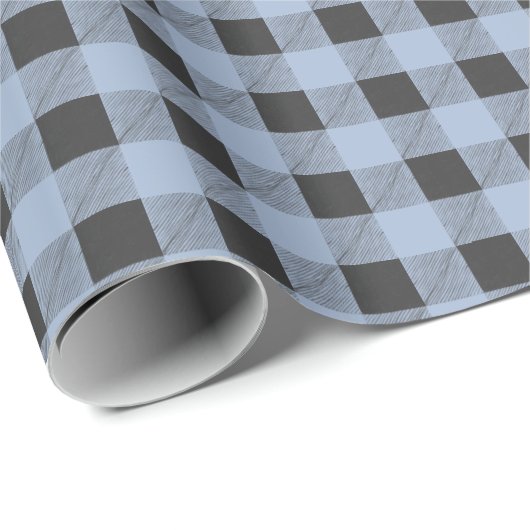 Papier Cadeau Plat traditionnel de buffle noir et bleu (Coin rond)