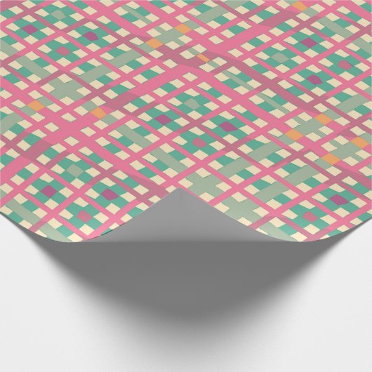 Papier Cadeau Plat vert rose pastel Retro (Coin)