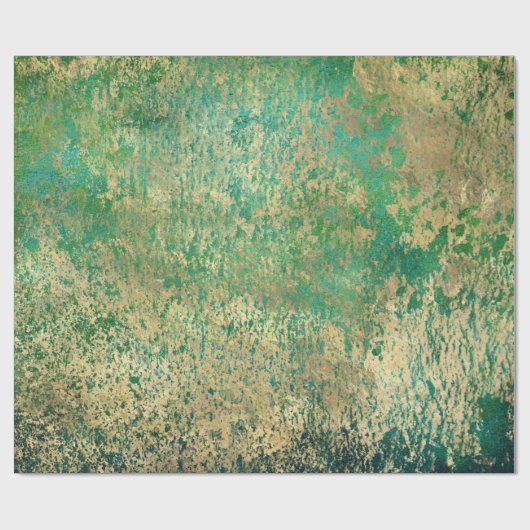 Papier Cadeau Plate-forme en or sur vert (Plat)