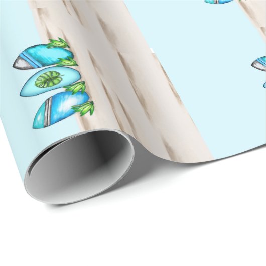Papier Cadeau Platins de surf rétro (Coin rond)