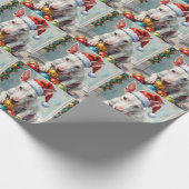 Papier Cadeau Playful Bull Terrier Dog Guarding Christmas (Coin)