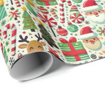 Papier Cadeau Playful Christmas Wrapping Paper for Kids<br><div class="desc">This seamless Christmas wrapping paper is perfect for children, featuring a fun and colorful design with candy canes, Santa hats, reindeer, snowflakes, and festive ornaments. The pattern is fully tileable with perfectly aligned edges, making it ideal for printing without visible seams. The vibrant color palette includes bright red, green, white,...</div>