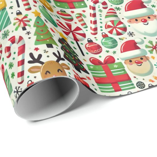 Papier Cadeau Playful Christmas Wrapping Paper for Kids (Coin rond)