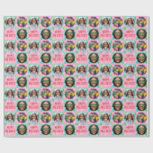 Papier Cadeau Playful Custom Photo Text Retro Pink Christmas (Plat)