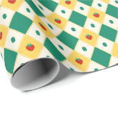 Papier Cadeau Playful Diamond Strawberry Pattern (Coin rond)