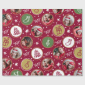 Papier Cadeau Playful Family Photo Collage Christmas Red (Plat)